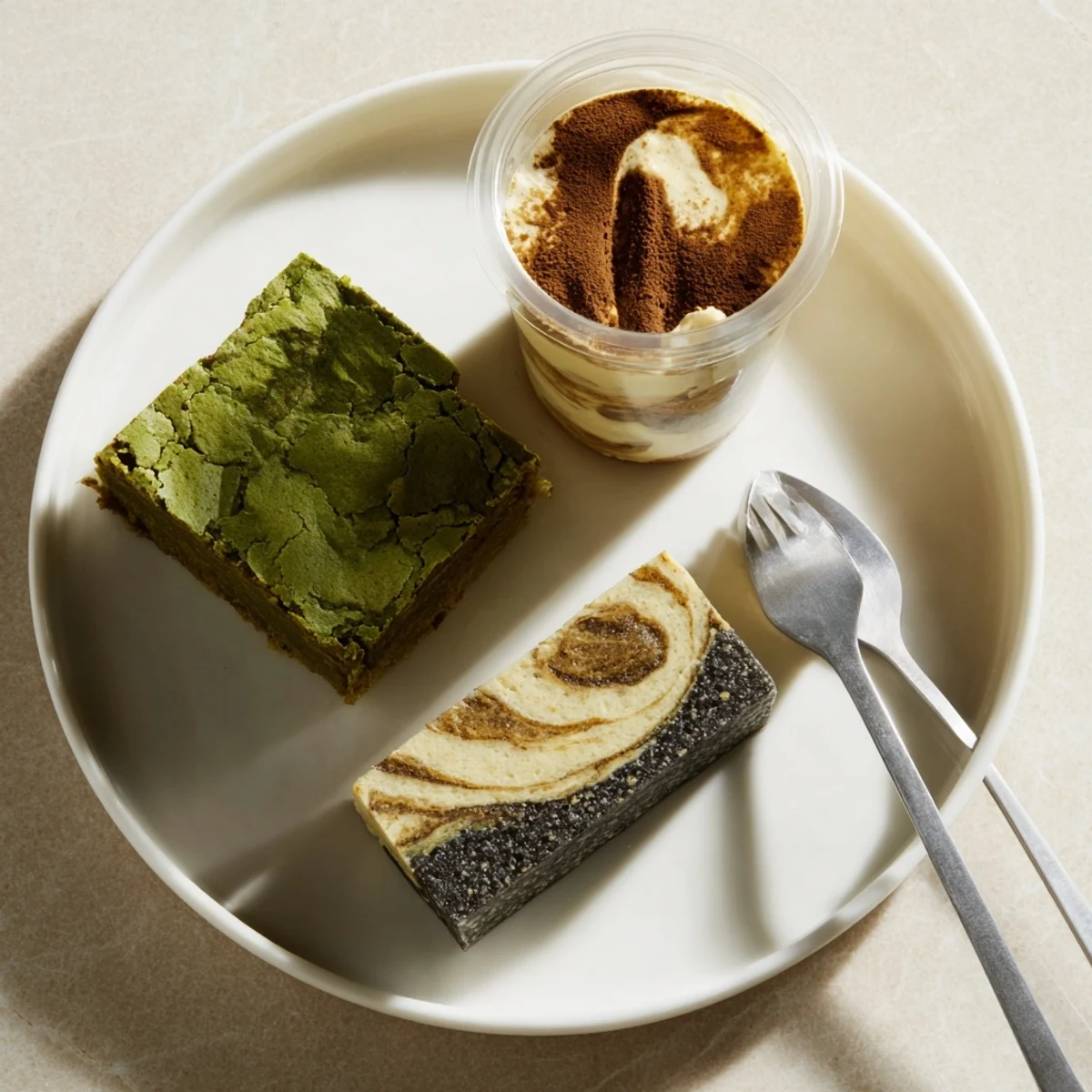 Decadent Global Dessert Mash-Ups featuring chocolate, matcha, and miso flavors.  