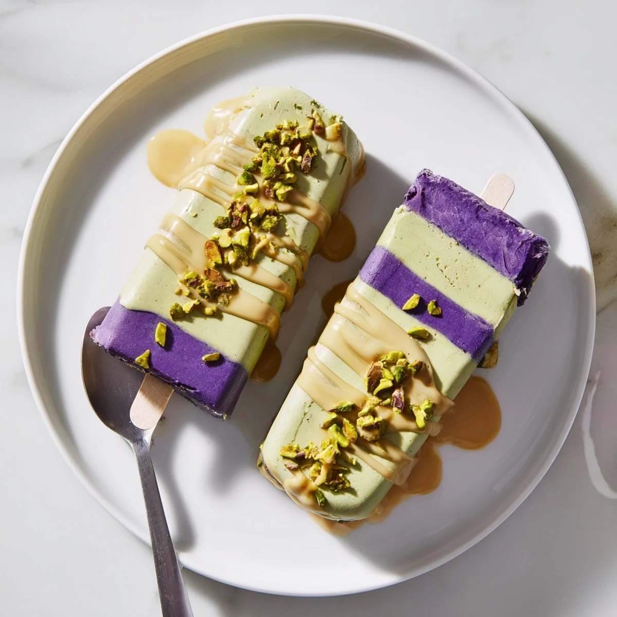 Ube Pistachio Ice Cream Bars