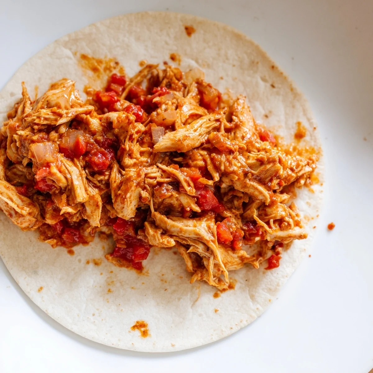 Tender, flavorful Crock-Pot shredded chicken tacos, ready to fill warmed tortillas with delicious Mexican flavors.