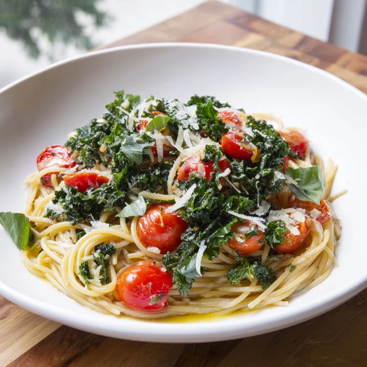 One-Pot Spaghetti Kale Tomatoes