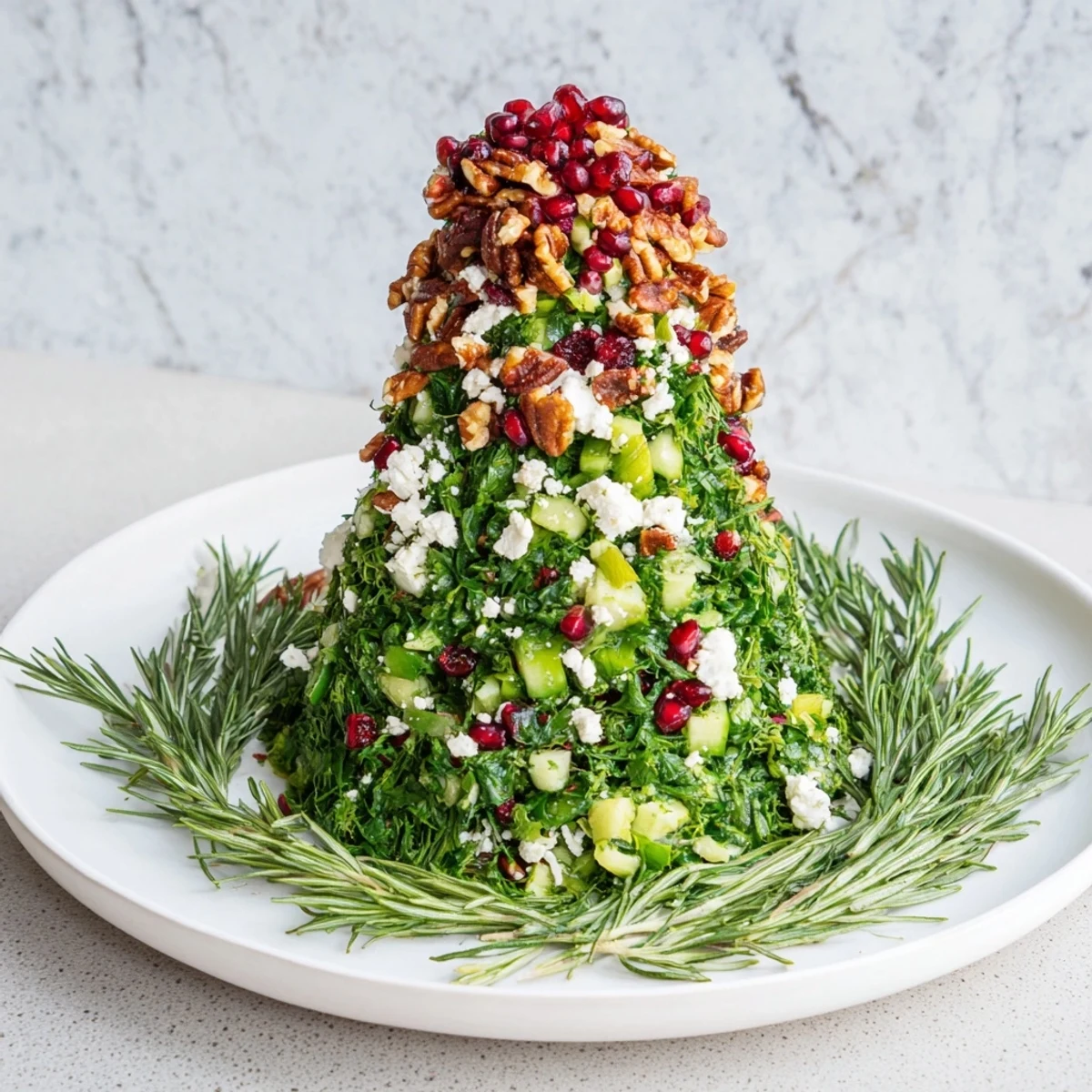 Bright, festive Cranberry & Feta Cheese Tree Dip Salad, a beautiful appetizer with vibrant colors and textures.