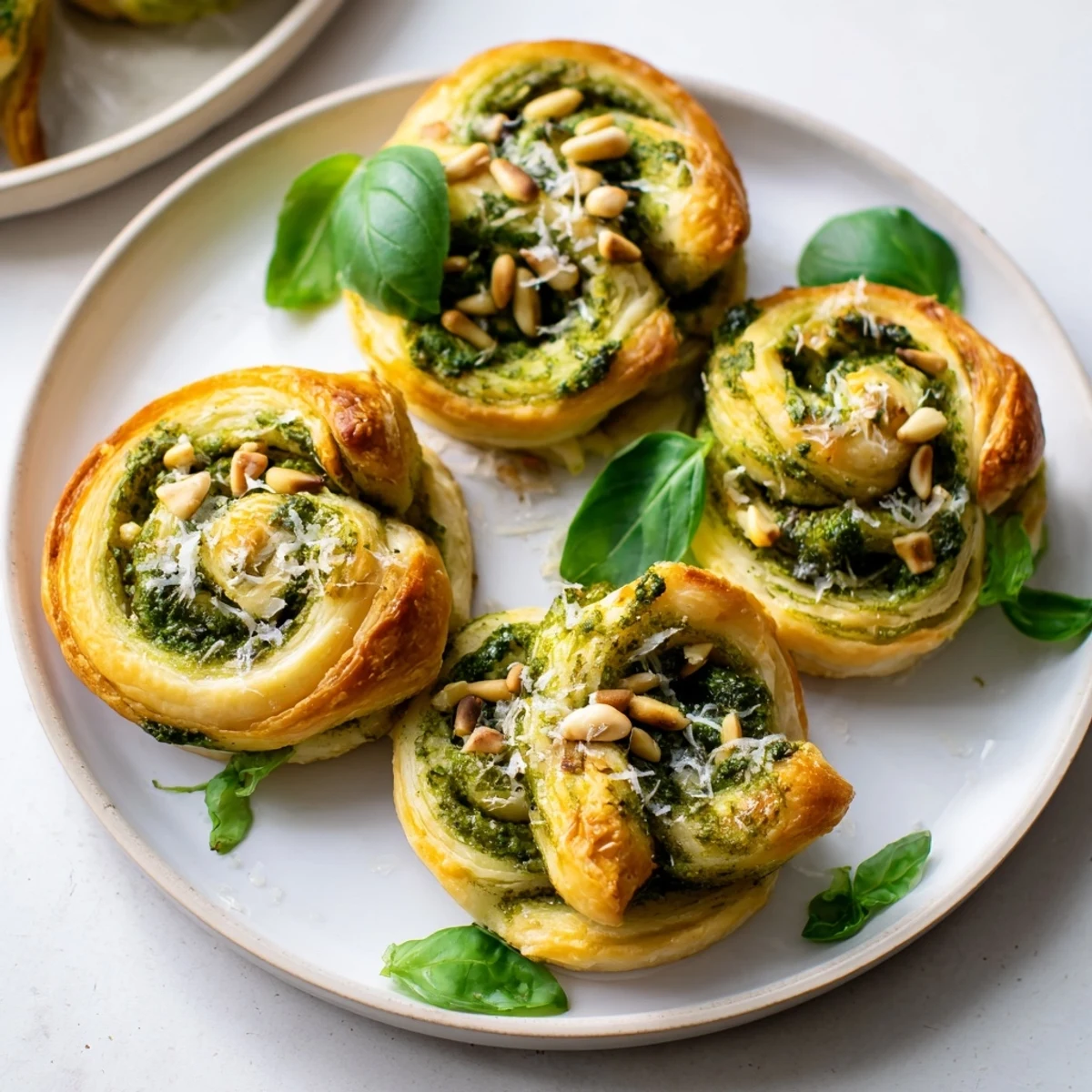 Warm Savory Bites: Star-Shaped Pesto Pinwheels, showcasing swirls of pesto and golden, flaky pastry, so inviting.