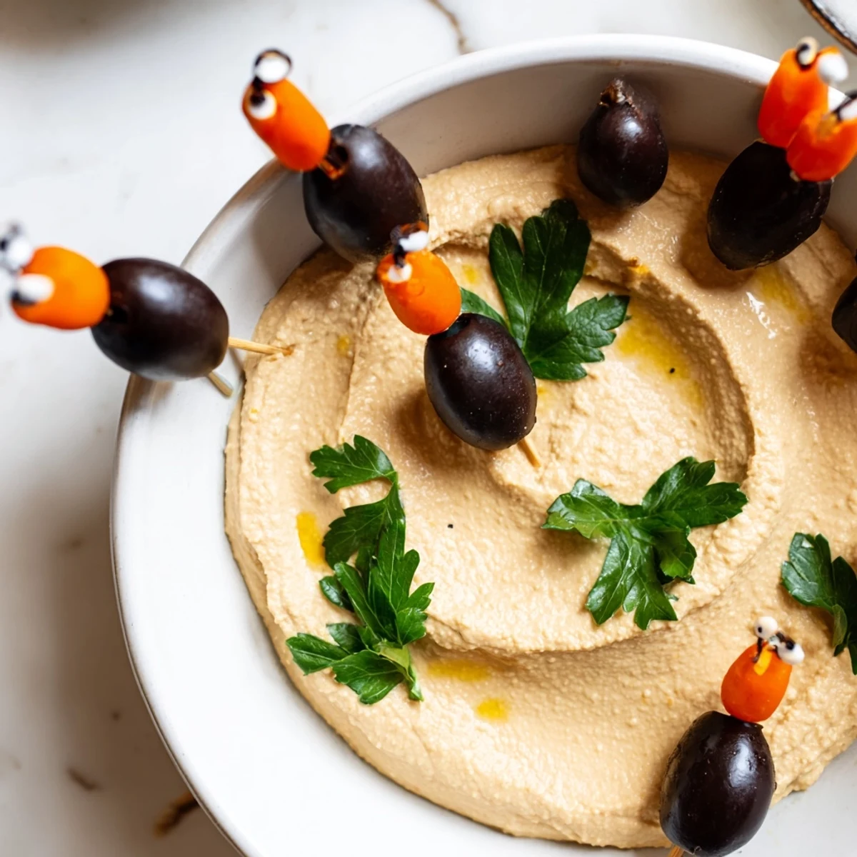 Get ready for a crowd-pleaser! This Winter Dip features an amazing flavor with festive olive penguins.