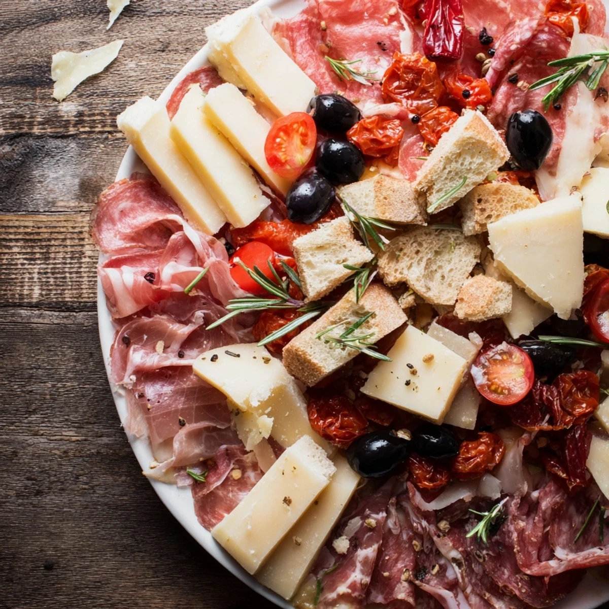 Vibrant Rustic Italian Farmhouse Board: overflowing with Italian delights, ideal for sharing with friends and satisfying hungry guests.