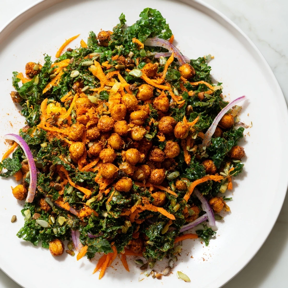 Kale Salad Roasted Chickpeas