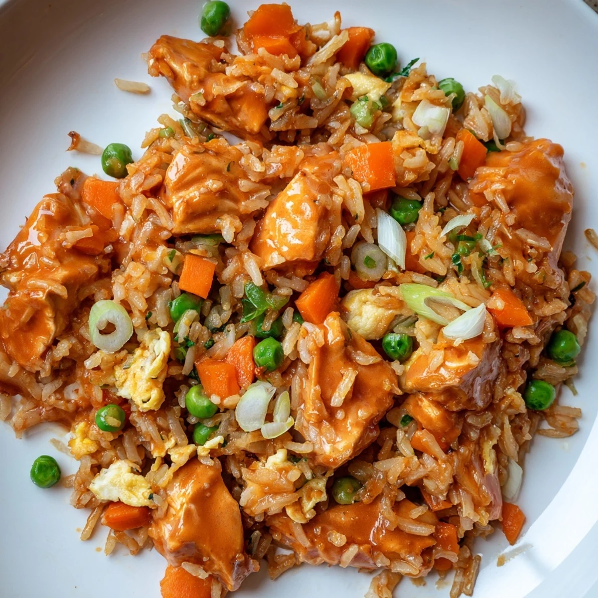Creamy Butter Chicken Fried Rice, a flavorful dish with a rich sauce and tender chicken.