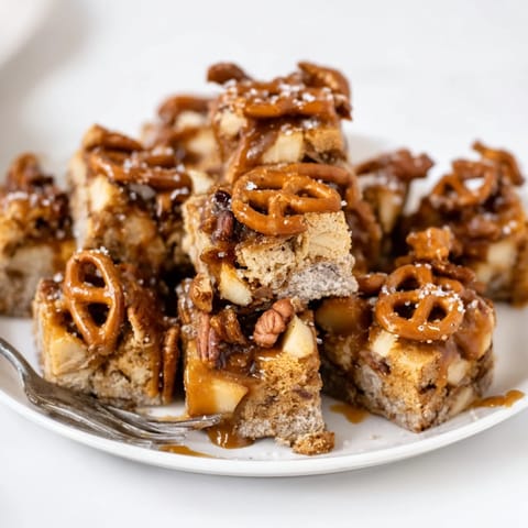 Caramel Apple Spicy Pretzel Bars
