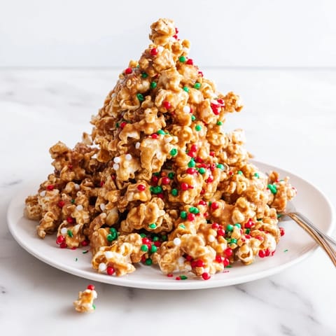 Sweet and salty Popcorn Piles offer vibrant red and green sprinkles, ready for serving guests.