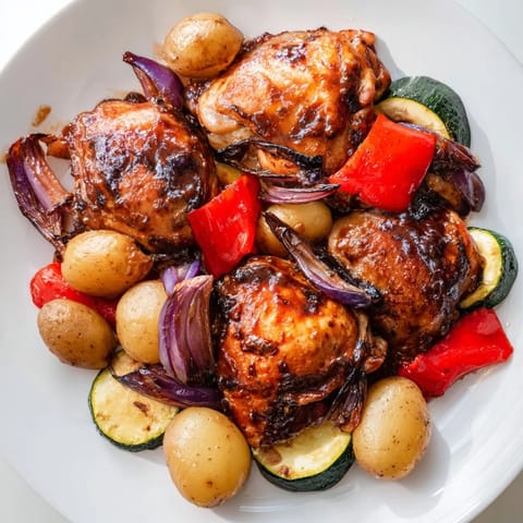 Explore the rich aroma of this Black Garlic and Balsamic Chicken Sheet Pan, a savory, balanced one-pan masterpiece.