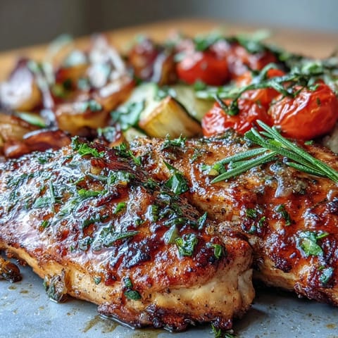 A vibrant one-pan meal featuring Spring Dinner Sheet Pan Chicken with Zucchini and Cherry Tomatoes, bursting with fresh flavors and colorful seasonal produce.