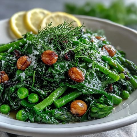 Shaved asparagus and pea salad with lemon dressing, fresh and vibrant with crisp asparagus ribbons and sweet peas.  