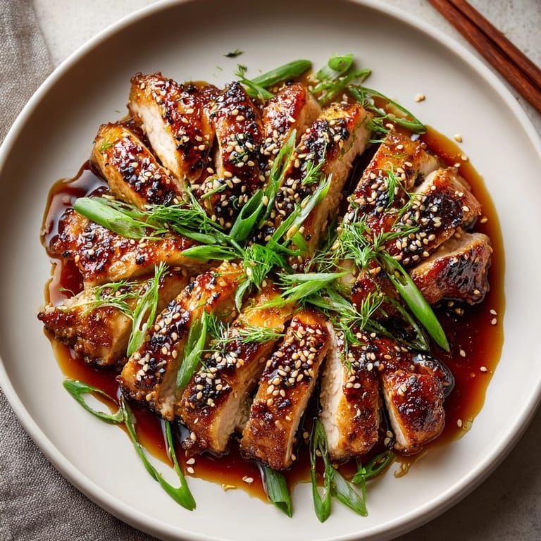 Vibrant image of marinated chicken with a rich glaze from the Ginger Garlic Teriyaki Chicken Marinade, ready to cook.