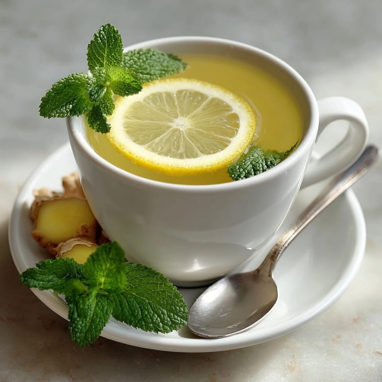 Vibrant, golden Immunity-Boosting Ginger Lemon Detox Tea, a warming citrus and spice infusion.