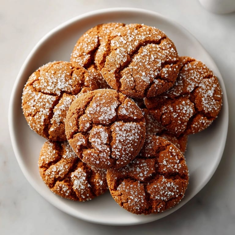 Arrangement of delicious Ginger Molasses Crinkle Cookies, perfect for sharing, freshly baked and fragrant from the oven.