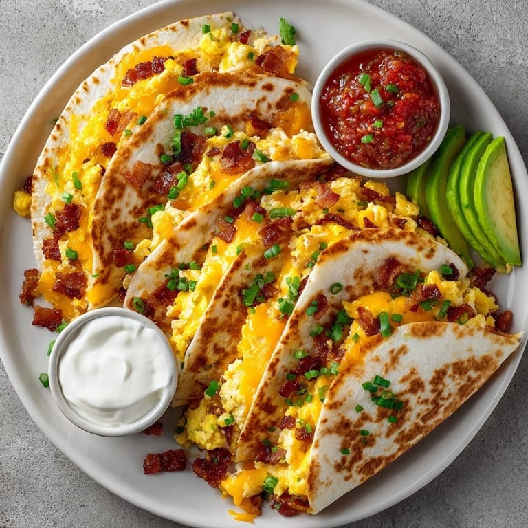 Enjoy these amazing bacon and egg breakfast quesadillas, a quick and easy American-Mexican fusion breakfast recipe.