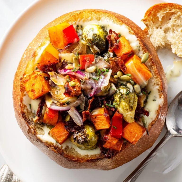 Festive Thanksgiving Veggie Stuffed Dip Bowls brimming with autumn flavors and inviting textures.