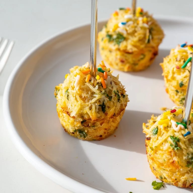 Deliciously spicy Chili Garlic Funfetti Muffin Pops served on lollipop sticks for easy enjoyment.