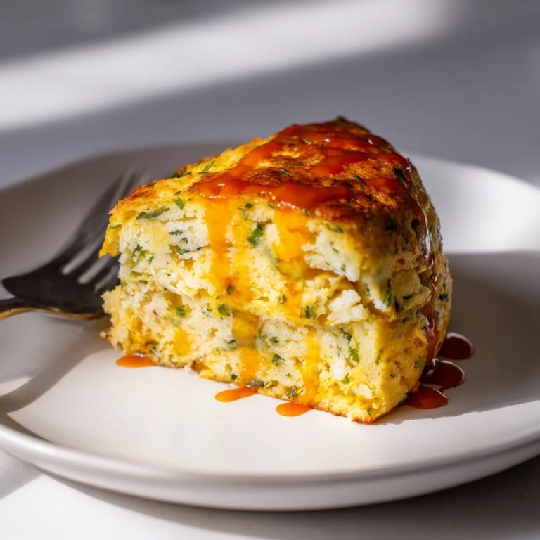 Warm, cheesy Buffalo Ranch Cheddar Pancake Scones, a spicy snack everyone will love.