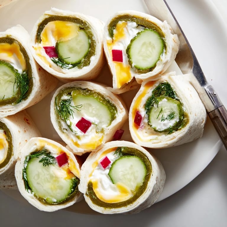 Delightfully creamy Pickle-in-a-Blanket snack, perfect for parties and gatherings.