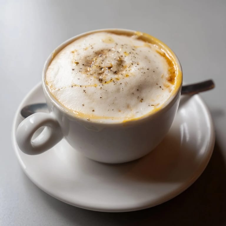 Rich espresso blends harmoniously in this bold, flavorful Onion Latte creation.