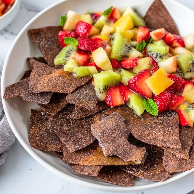 Delicious Dessert Chips & Salsa served with fresh fruit for a colorful treat!