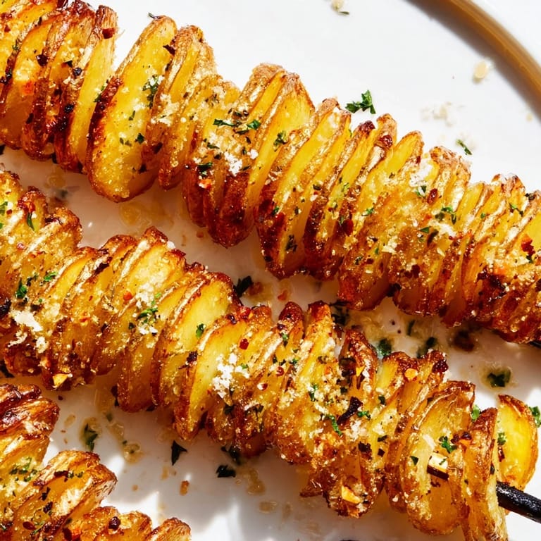 Deliciously spiraled tornado potatoes, air-fried and topped with fresh parsley and cheese.