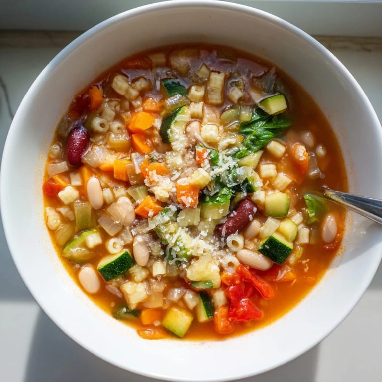 Vibrant image of the festive Veggie-Packed Minestrone Christmas Pasta Pot with colorful veggies and pasta.