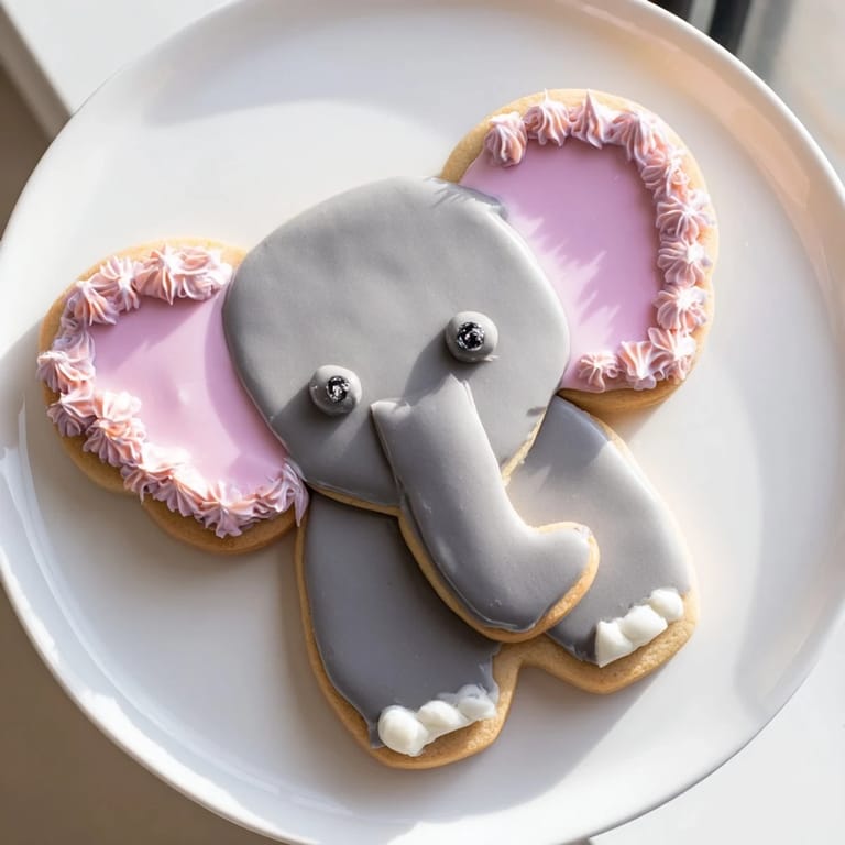 Freshly baked Biscuits Amical Éléphant Géant, each delightfully decorated with icing and candy eyes.