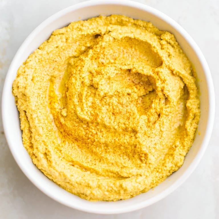 A close-up view of the easy-to-make Chickpea Curry Paste, showcasing its wonderfully blended texture.