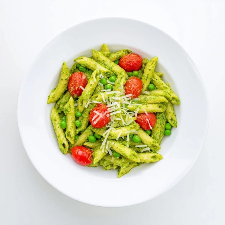 Tossing al dente pasta with vibrant basil pesto, sweet peas, and juicy cherry tomatoes for an easy, vegetarian picnic side.