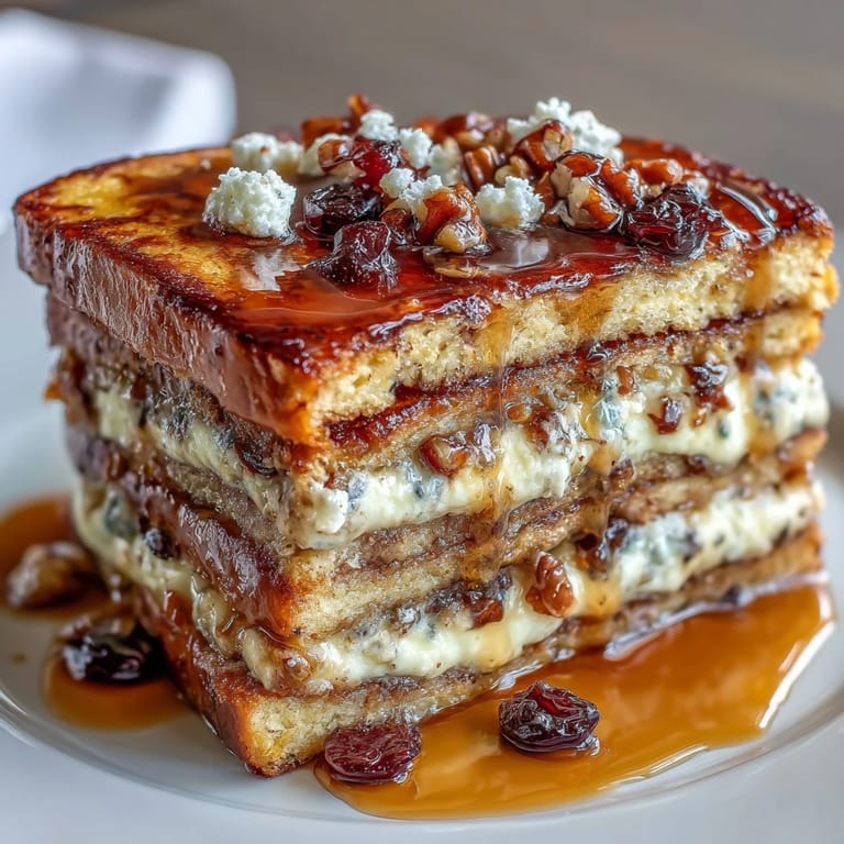2. Sweet capirotada Mexican dessert layered with dried fruits, cheese, and aromatic cinnamon syrup.  