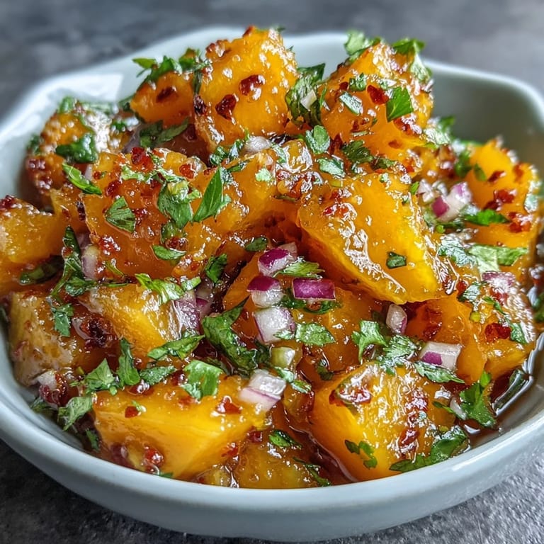 Sweet and fiery mango habanero salsa with diced mango, red onion, and zesty lime juice.